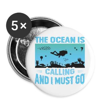 Funny diver design - Buttons large 2.2''/56 mm (5-pack) - white - Front