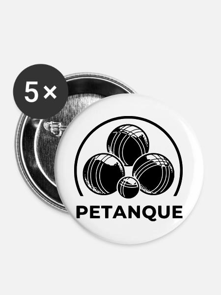 Pétanque-Logo - Buttons groß 56 mm (5er Pack) - Weiß