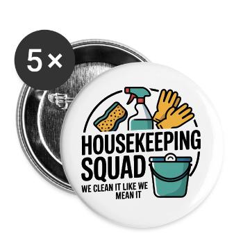 Funny Cleaning Design - Buttons large 2.2''/56 mm (5-pack) - white - Front