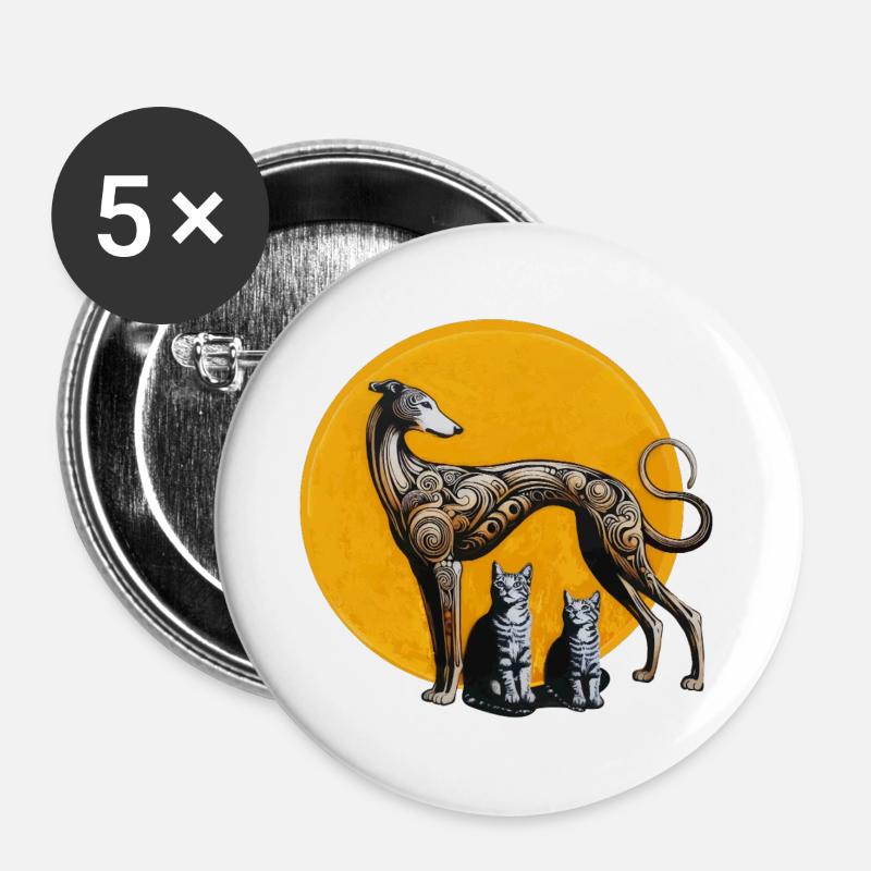 Galgo & Katzen StreetArt - Rough - Buttons groß 56 mm (5er Pack) - Weiß