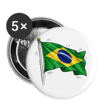 Brazil Flag - Buttons large 2.2''/56 mm (5-pack) - white - Front