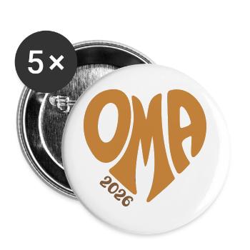 Oma 2026 - Buttons groß 56 mm (5er Pack) - Weiß - Vorne