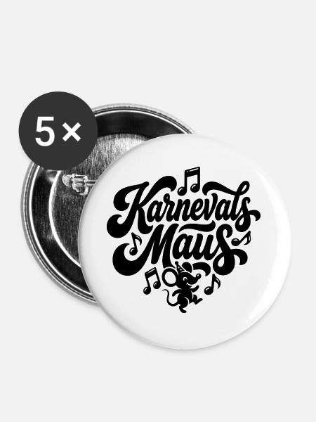Karnevalsmaus Karneval Köln Kölner Karnevals Maus - Buttons groß 56 mm (5er Pack) - Weiß