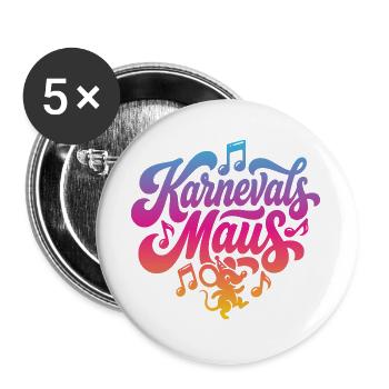 Karnevals Maus Karnevalsmaus Karneval Party Kostüm - Buttons groß 56 mm (5er Pack) - Weiß - Vorne
