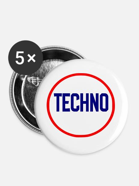 Techno Pulse Circle Logo - Buttons groß 56 mm (5er Pack) - Weiß