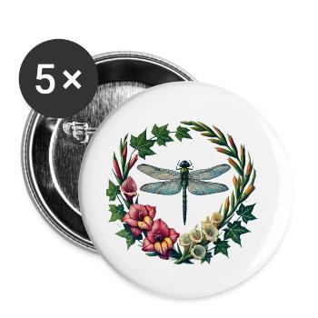 Dragonfly Floral Wreath Frame - Buttons large 2.2''/56 mm (5-pack) - white - Front