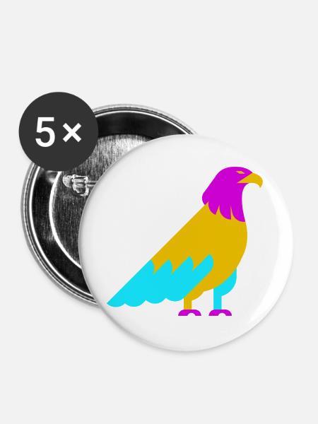 Farbenfroher abstrakter Adler - Buttons groß 56 mm (5er Pack) - Weiß