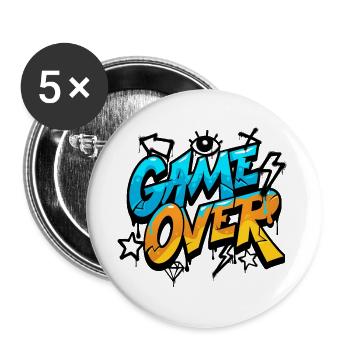 Game Over Graffiti Splash Tee - Buttons groß 56 mm (5er Pack) - Weiß - Vorne