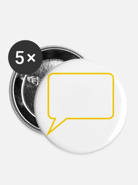 Sprechblase Comic selbst gestalten personalisieren - Buttons groß 56 mm (5er Pack) - Weiß