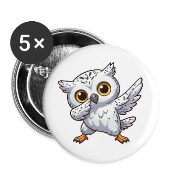 Coole Schneeeule Dabbing Kids Eule Dab - Buttons groß 56 mm (5er Pack) - Weiß - Vorne