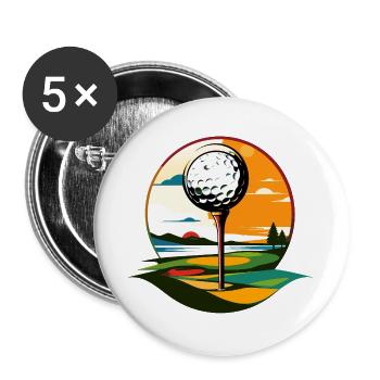 Golf Ball on Golf Course Golfer Landscape Motif - Buttons large 2.2''/56 mm (5-pack) - white - Front