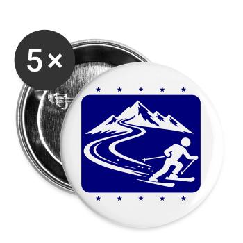 Ski Berge - Buttons groß 56 mm (5er Pack) - Weiß - Vorne