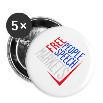 Free Speech Markets People Libertarian Freedom Logo - Buttons large 2.2''/56 mm (5-pack) - white - Front