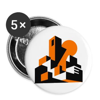 Geometrische Stadtsilhouette Orange - Buttons groß 56 mm (5er Pack) - Weiß - Vorne