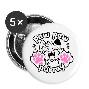 Paw Paw Purray Cat | Funny paw motif - Buttons large 2.2''/56 mm (5-pack) - white - Front
