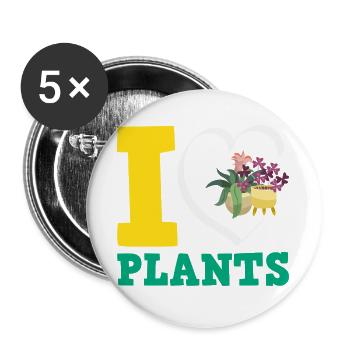 Plant Lover Love Plants Gardener - Buttons large 2.2''/56 mm (5-pack) - white - Front