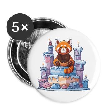 Roter Panda auf Eis-Torte - Buttons large 2.2''/56 mm (5-pack) - white - Front