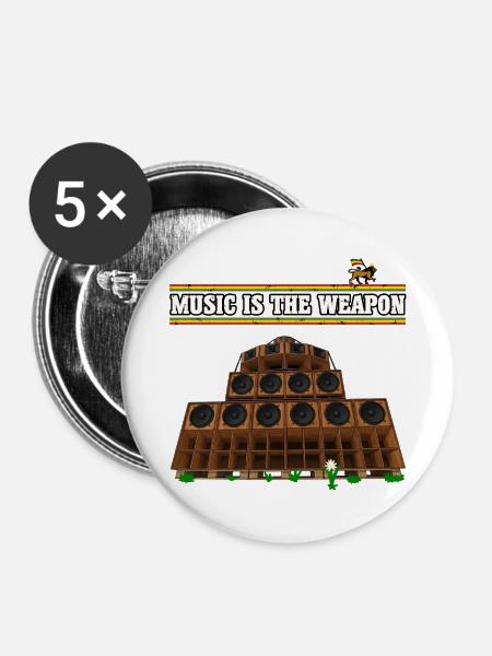 Dub Reggae Music - Buttons groß 56 mm (5er Pack) - Weiß