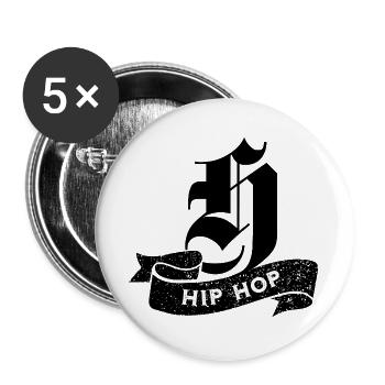 Hip-Hop-Typografie auf Schwarz - Buttons groß 56 mm (5er Pack) - Weiß - Vorne