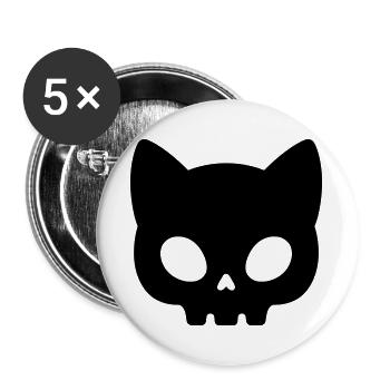 Silhouette de crâne de chat | Masque gothique mignon - Lot de 5 grands badges (56 mm) - blanc - Devant