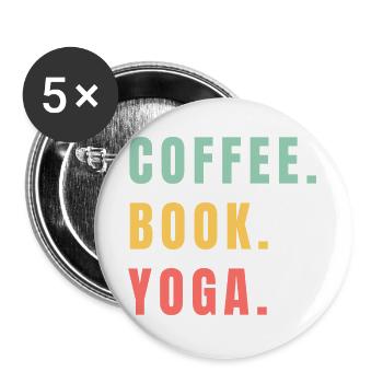 LIVRE CAFÉ YOGA - Lot de 5 grands badges (56 mm) - blanc - Devant
