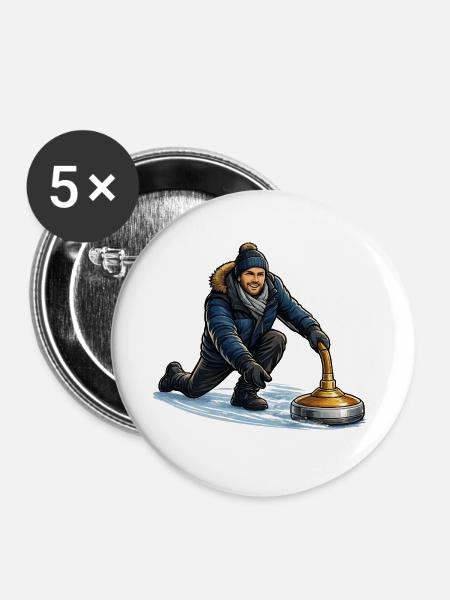 Wintercurling Kraft - Buttons groß 56 mm (5er Pack) - Weiß
