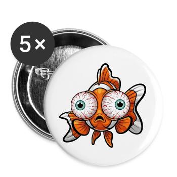 Süßer Goldfisch Cartoon große Augen übermüdet - Buttons groß 56 mm (5er Pack) - Weiß - Vorne