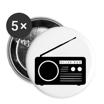Retro-Radio Design - Buttons groß 56 mm (5er Pack) - Weiß - Vorne