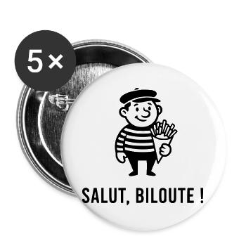 Hallo biloute - Buttons groß 56 mm (5er Pack) - Weiß - Vorne
