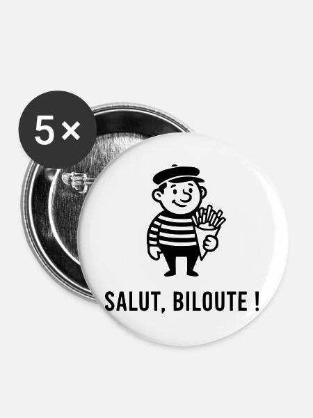 Hallo biloute - Buttons groß 56 mm (5er Pack) - Weiß