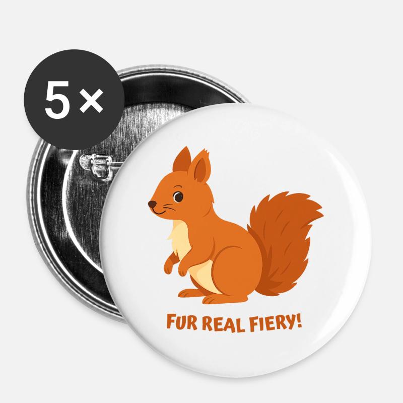 Écureuil de Feu - Lot de 5 grands badges (56 mm) - blanc