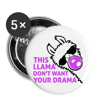 Ce lama ne veut pas de ta bulle dramatique - Lot de 5 grands badges (56 mm) - blanc - Devant