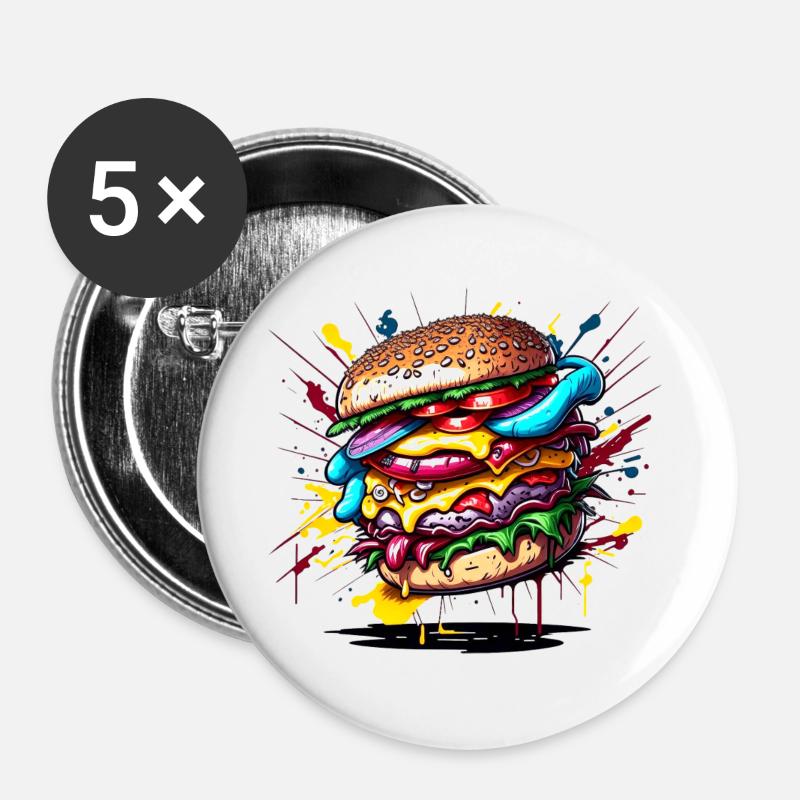 Hamburg Graffiti Colour Explosion - Buttons large 2.2''/56 mm (5-pack) - white