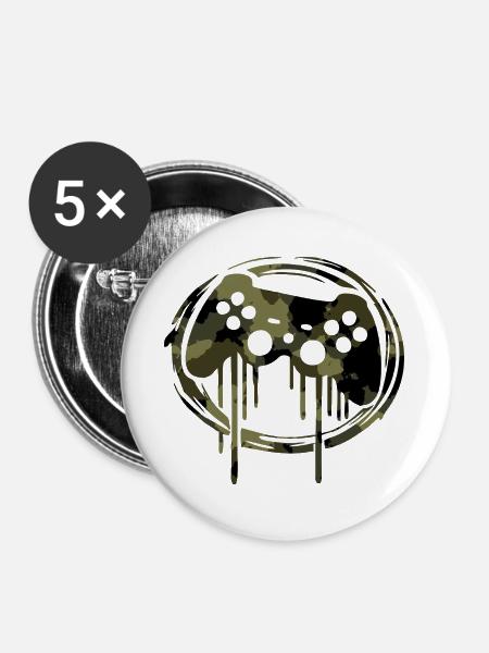 camouflage gamer gaming - Buttons groß 56 mm (5er Pack) - Weiß