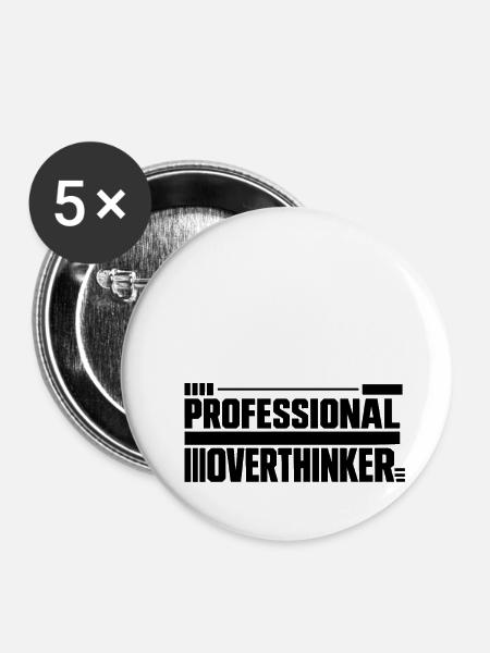 Introvertiert professional Overthinker - Buttons groß 56 mm (5er Pack) - Weiß