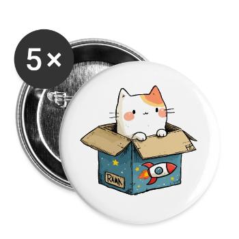 Katzensprung Weltraum - Buttons groß 56 mm (5er Pack) - Weiß - Vorne