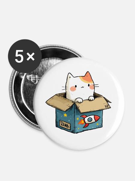 Katzensprung Weltraum - Buttons groß 56 mm (5er Pack) - Weiß