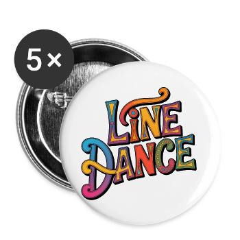 Line Dance Western Schriftzug - Buttons groß 56 mm (5er Pack) - Weiß - Vorne