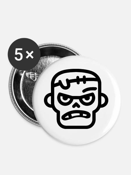Zombie - Buttons groß 56 mm (5er Pack) - Weiß