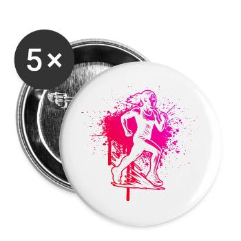 Running Love Look Clear pour la course - Lot de 5 grands badges (56 mm) - blanc - Devant