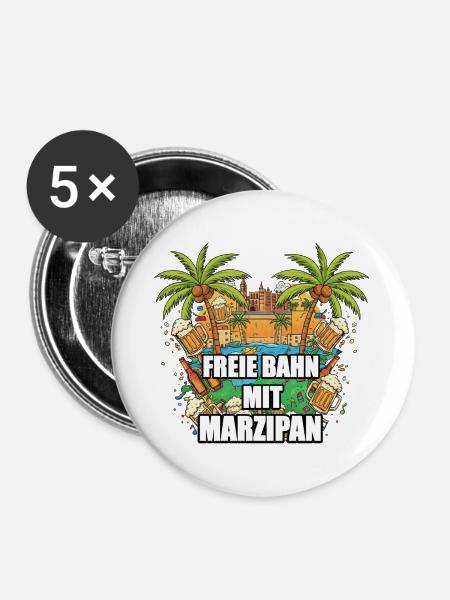 Bier Spruch - Buttons groß 56 mm (5er Pack) - Weiß