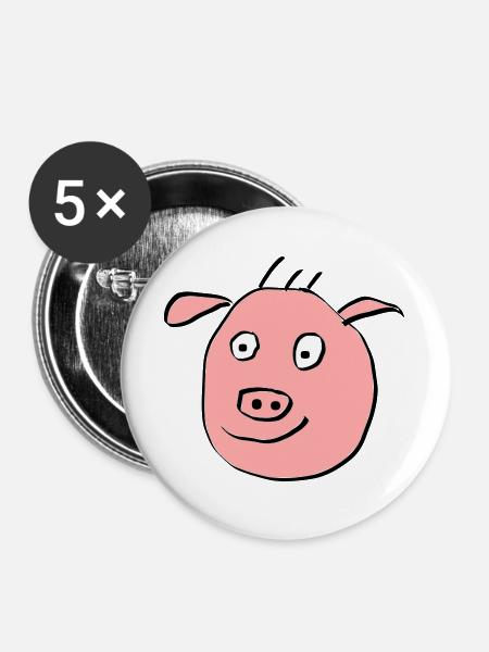 Cute pig face - Buttons large 2.2''/56 mm (5-pack) - white