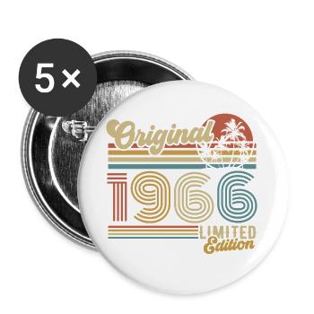 1966 Jahrgang Vintage Geburtstag Geschenk Retro - Buttons groß 56 mm (5er Pack) - Weiß - Vorne