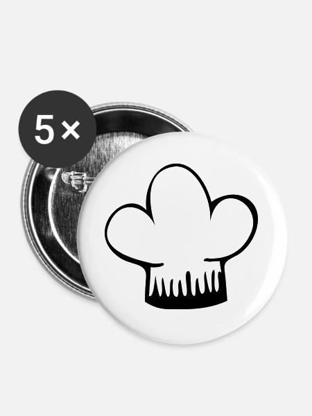 Kochmütze - Buttons groß 56 mm (5er Pack) - Weiß