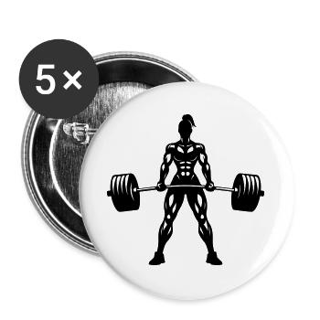 Weight Lifting Woman Power Lifting Fitness - Buttons large 2.2''/56 mm (5-pack) - white - Front