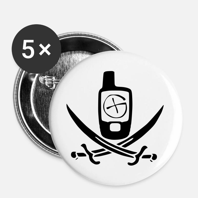 Geocaching Pirate Flag - Buttons large 2.2''/56 mm (5-pack) - white