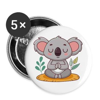 Koala Zen Sanfte Meditation - Buttons groß 56 mm (5er Pack) - Weiß - Vorne
