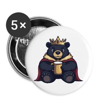 Bear Beer King - Buttons large 2.2''/56 mm (5-pack) - white - Front
