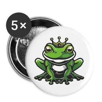 Couronne de tête de grenouille - Lot de 5 grands badges (56 mm) - blanc - Devant