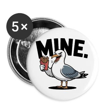 Grumpy Seagull with Fries - Lot de 5 grands badges (56 mm) - blanc - Devant